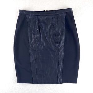 MM Couture Miss Me Vegan Leather Panel Black Pencil Skirt